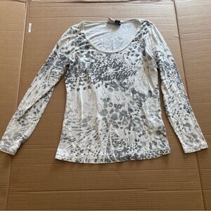 Harley-Davidson Gray Patterned Long Sleeve Top